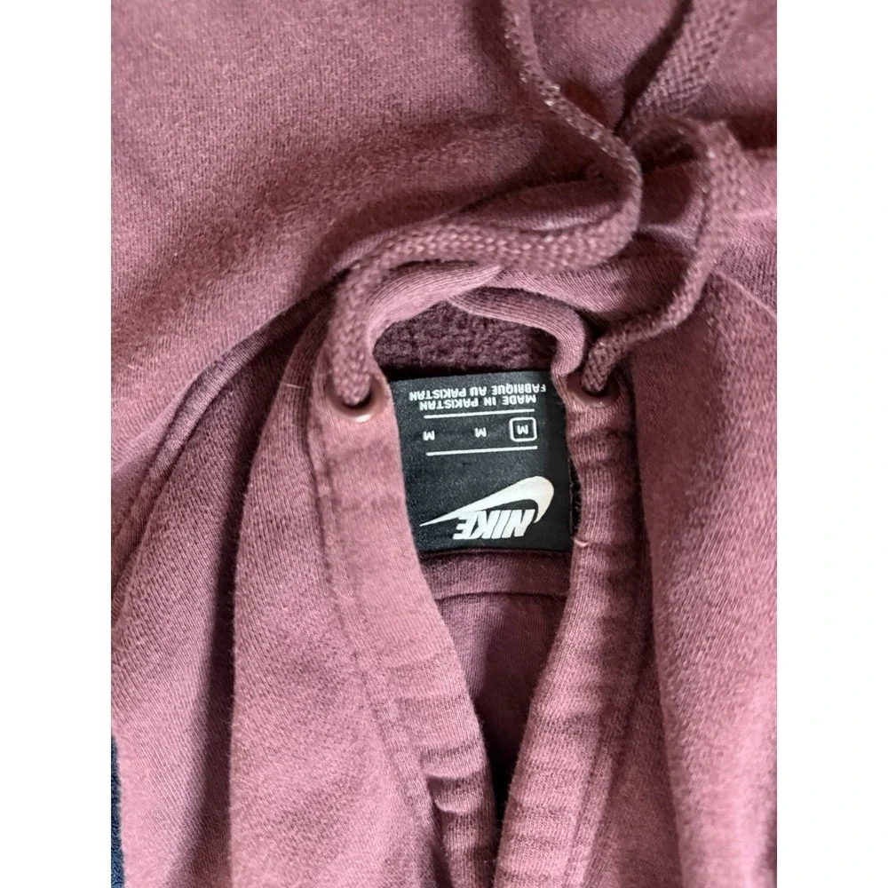 Y2K Burgundy Nike Pullover Hoodie Mens Medium Red Maroon Embroidered Logo